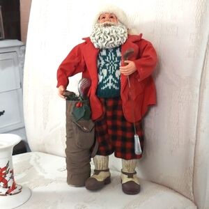 Vintage Santa Clause Playing Golf Golf Clubs Figurine Holiday Doll 12"